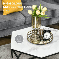 Modern Coffee Table with High Gloss Marble Top and Sturdy Steel Frame for Living Room Elegance - UK Luxury Furniture