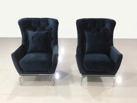 Antalya Luxury Black Velvet Sofa Set with Silver Trim - Classic Chesterfield Design - 2 Sofas & Armchairs - UK Luxury Furniture