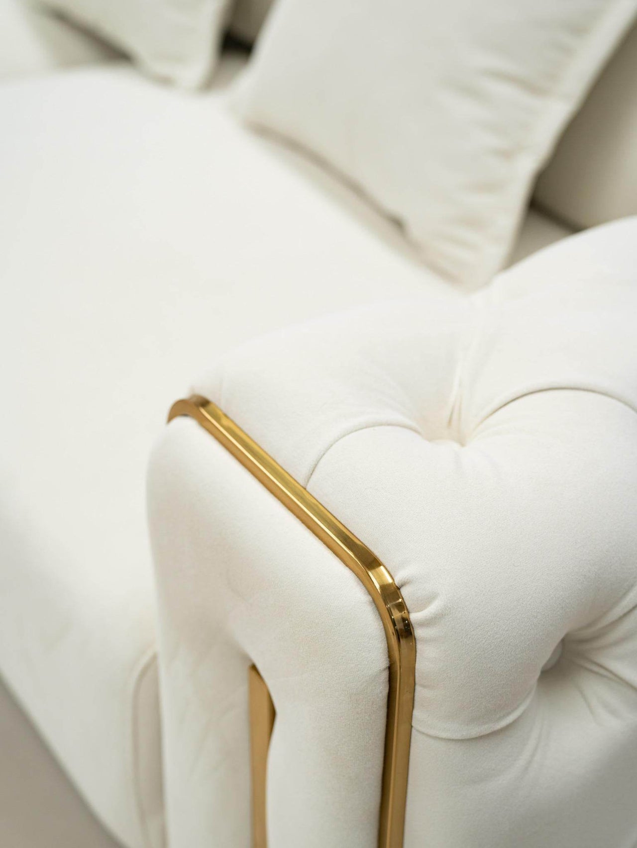 Antalya Luxury Light Cream Velvet Sofa Set with Gold Detailing - Elegant Chesterfield Design - UK Luxury Furniture