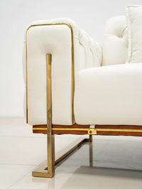 Antalya Luxury Light Cream Velvet Sofa Set with Gold Detailing - Elegant Chesterfield Design - UK Luxury Furniture