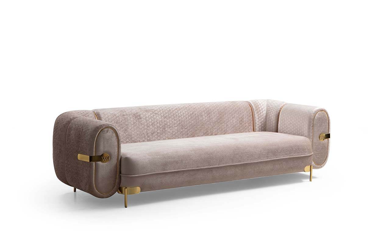 Luxury California Modern Sofa Sets - Cream & Black Velvet Upholstery with Gold Accents - UK Luxury Furniture