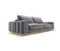 Dallas Luxury Modern Sofas in Plush Dark Grey Velvet with Elegant Gold Accents - UK Luxury Furniture