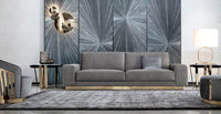 Dallas Luxury Modern Sofas in Plush Dark Grey Velvet with Elegant Gold Accents - UK Luxury Furniture