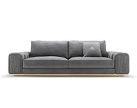 Dallas Luxury Modern Sofas in Plush Dark Grey Velvet with Elegant Gold Accents - UK Luxury Furniture
