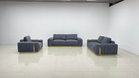 Dallas Luxury Modern Sofas in Plush Dark Grey Velvet with Elegant Gold Accents - UK Luxury Furniture