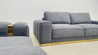 Dallas Luxury Modern Sofas in Plush Dark Grey Velvet with Elegant Gold Accents - UK Luxury Furniture