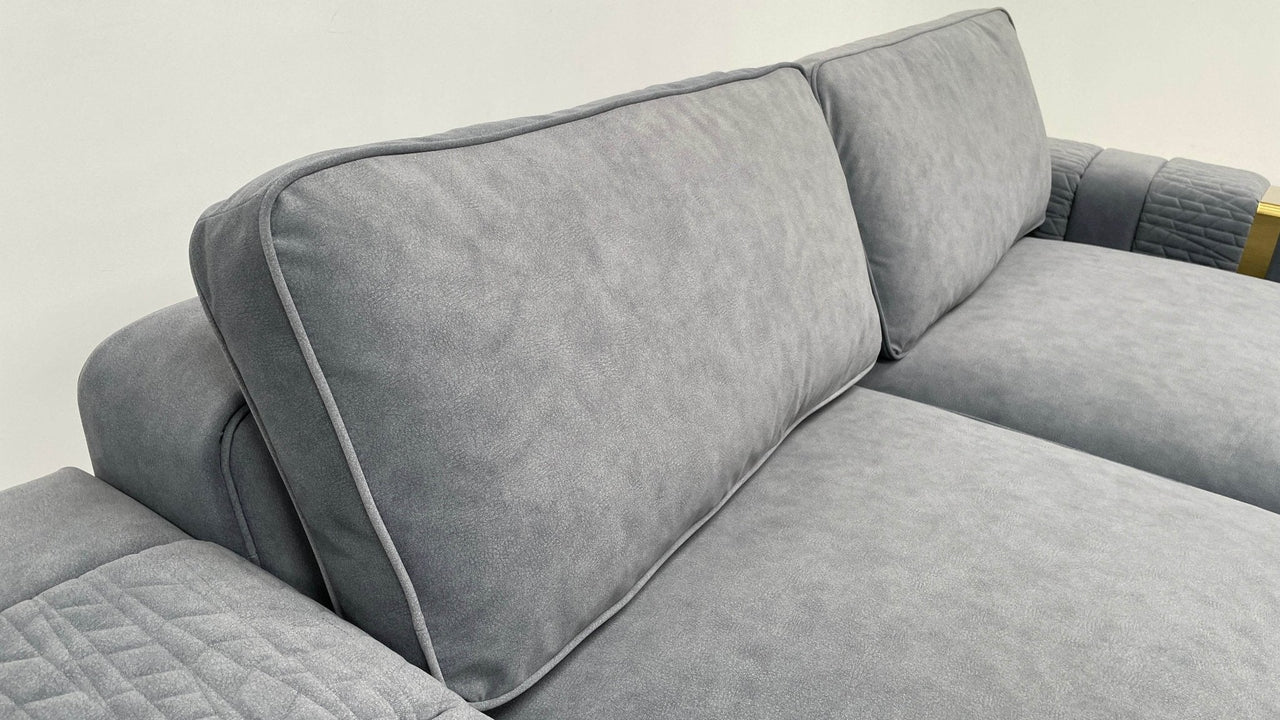 Dallas Luxury Modern Sofas in Plush Dark Grey Velvet with Elegant Gold Accents - UK Luxury Furniture