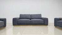 Dallas Luxury Modern Sofas in Plush Dark Grey Velvet with Elegant Gold Accents - UK Luxury Furniture