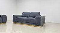 Dallas Luxury Modern Sofas in Plush Dark Grey Velvet with Elegant Gold Accents - UK Luxury Furniture