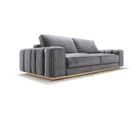 Dallas Luxury Modern Sofas in Plush Dark Grey Velvet with Elegant Gold Accents - UK Luxury Furniture
