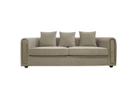 Florida Luxury Cream Velvet Modern Sofa Set with Channel-Tufted Design & Gold Accents - UK Luxury Furniture