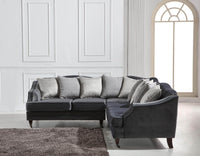 Hampton Luxury Dark Grey Velvet Corner Sofa with Stylish Rolled Arms & Decorative Piping - UK Luxury Furniture