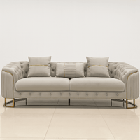 Phoenix Modern Sofa Set in Premium Light Grey Velvet with Gold Accents – Stylish Comfort for Your Home - UK Luxury Furniture