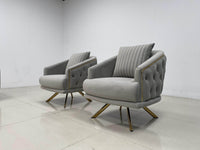 Phoenix Modern Sofa Set in Premium Light Grey Velvet with Gold Accents – Stylish Comfort for Your Home - UK Luxury Furniture