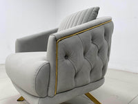 Phoenix Modern Sofa Set in Premium Light Grey Velvet with Gold Accents – Stylish Comfort for Your Home - UK Luxury Furniture
