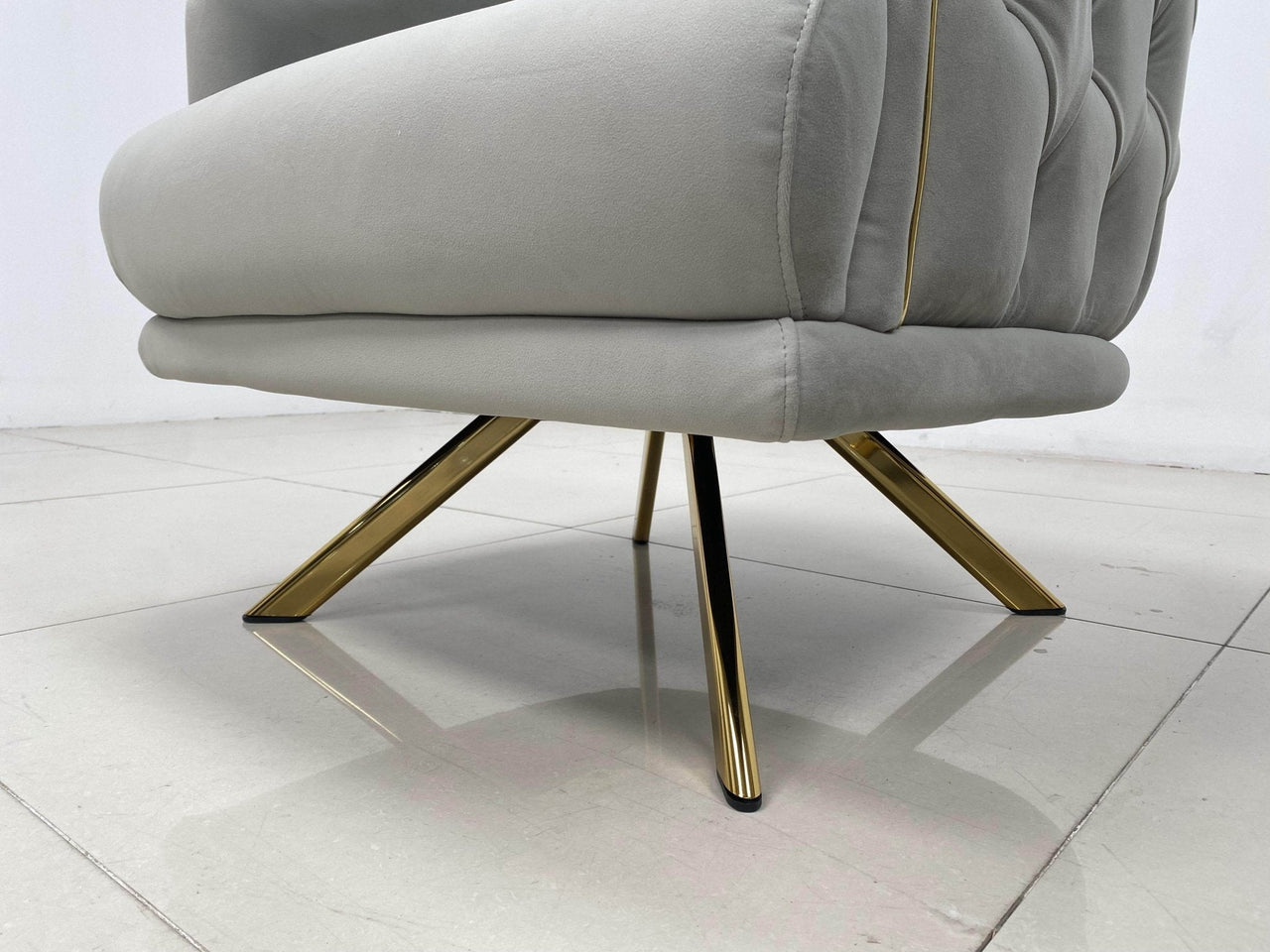 Phoenix Modern Sofa Set in Premium Light Grey Velvet with Gold Accents – Stylish Comfort for Your Home - UK Luxury Furniture