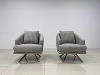 Phoenix Modern Sofa Set in Premium Light Grey Velvet with Gold Accents – Stylish Comfort for Your Home - UK Luxury Furniture