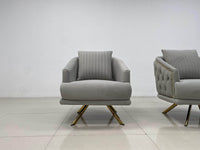 Phoenix Modern Sofa Set in Premium Light Grey Velvet with Gold Accents – Stylish Comfort for Your Home - UK Luxury Furniture