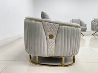 Phoenix Modern Sofa Set in Premium Light Grey Velvet with Gold Accents – Stylish Comfort for Your Home - UK Luxury Furniture
