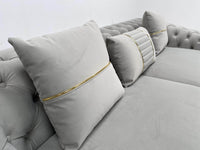 Phoenix Modern Sofa Set in Premium Light Grey Velvet with Gold Accents – Stylish Comfort for Your Home - UK Luxury Furniture