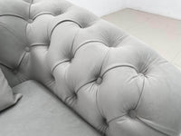 Phoenix Modern Sofa Set in Premium Light Grey Velvet with Gold Accents – Stylish Comfort for Your Home - UK Luxury Furniture