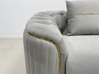 Phoenix Modern Sofa Set in Premium Light Grey Velvet with Gold Accents – Stylish Comfort for Your Home - UK Luxury Furniture