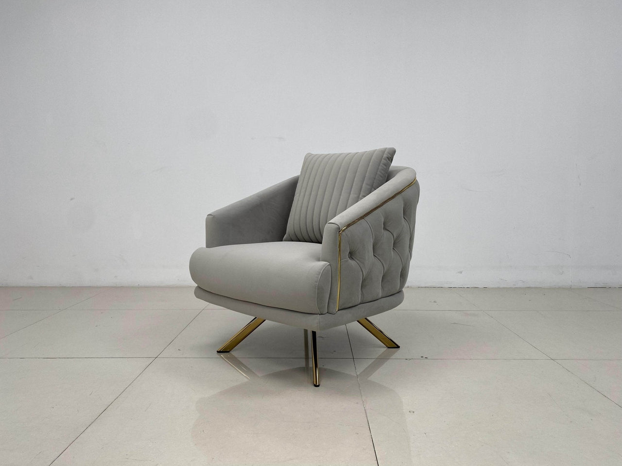 Phoenix Modern Sofa Set in Premium Light Grey Velvet with Gold Accents – Stylish Comfort for Your Home - UK Luxury Furniture