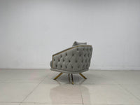 Phoenix Modern Sofa Set in Premium Light Grey Velvet with Gold Accents – Stylish Comfort for Your Home - UK Luxury Furniture
