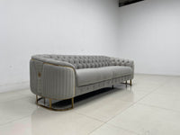 Phoenix Modern Sofa Set in Premium Light Grey Velvet with Gold Accents – Stylish Comfort for Your Home - UK Luxury Furniture