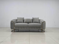 Phoenix Modern Sofa Set in Premium Light Grey Velvet with Gold Accents – Stylish Comfort for Your Home - UK Luxury Furniture