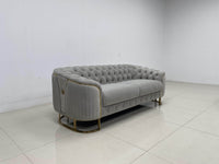 Phoenix Modern Sofa Set in Premium Light Grey Velvet with Gold Accents – Stylish Comfort for Your Home - UK Luxury Furniture