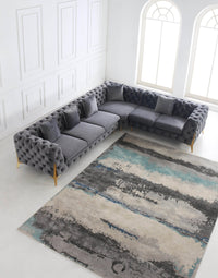Rocky Chesterfield L-Shaped Corner Sofa Set - Elegant Grey Velvet with Gold Legs - UK Luxury Furniture