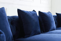 Rocky Chesterfield Navy Blue Velvet Corner Sofa Set with Gold Legs - Timeless Elegance - UK Luxury Furniture