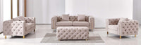 Luxury Cream Velvet Modern Chesterfield Sofa Set | Elegant 3-Seater, 2-Seater & 1-Seater Options - UK Luxury Furniture
