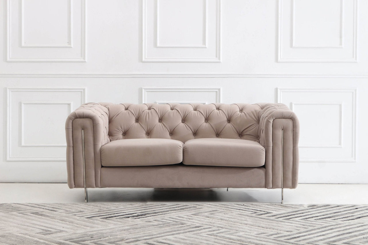 Luxury Cream Velvet Modern Chesterfield Sofa Set | Elegant 3-Seater, 2-Seater & 1-Seater Options - UK Luxury Furniture