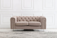 Luxury Cream Velvet Modern Chesterfield Sofa Set | Elegant 3-Seater, 2-Seater & 1-Seater Options - UK Luxury Furniture
