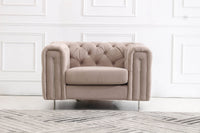 Luxury Cream Velvet Modern Chesterfield Sofa Set | Elegant 3-Seater, 2-Seater & 1-Seater Options - UK Luxury Furniture