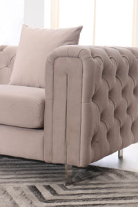 Luxury Cream Velvet Modern Chesterfield Sofa Set | Elegant 3-Seater, 2-Seater & 1-Seater Options - UK Luxury Furniture