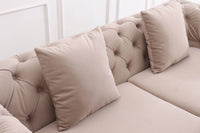 Luxury Cream Velvet Modern Chesterfield Sofa Set | Elegant 3-Seater, 2-Seater & 1-Seater Options - UK Luxury Furniture
