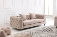 Luxury Cream Velvet Modern Chesterfield Sofa Set | Elegant 3-Seater, 2-Seater & 1-Seater Options - UK Luxury Furniture