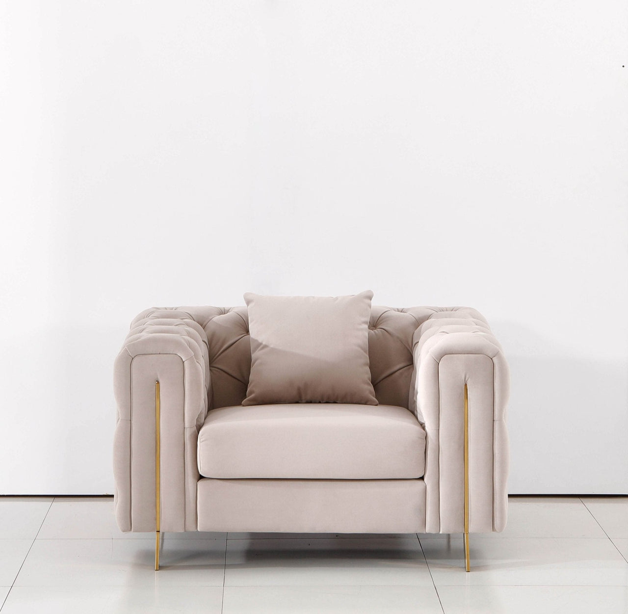 Luxury Cream Velvet Modern Chesterfield Sofa Set | Elegant 3-Seater, 2-Seater & 1-Seater Options - UK Luxury Furniture