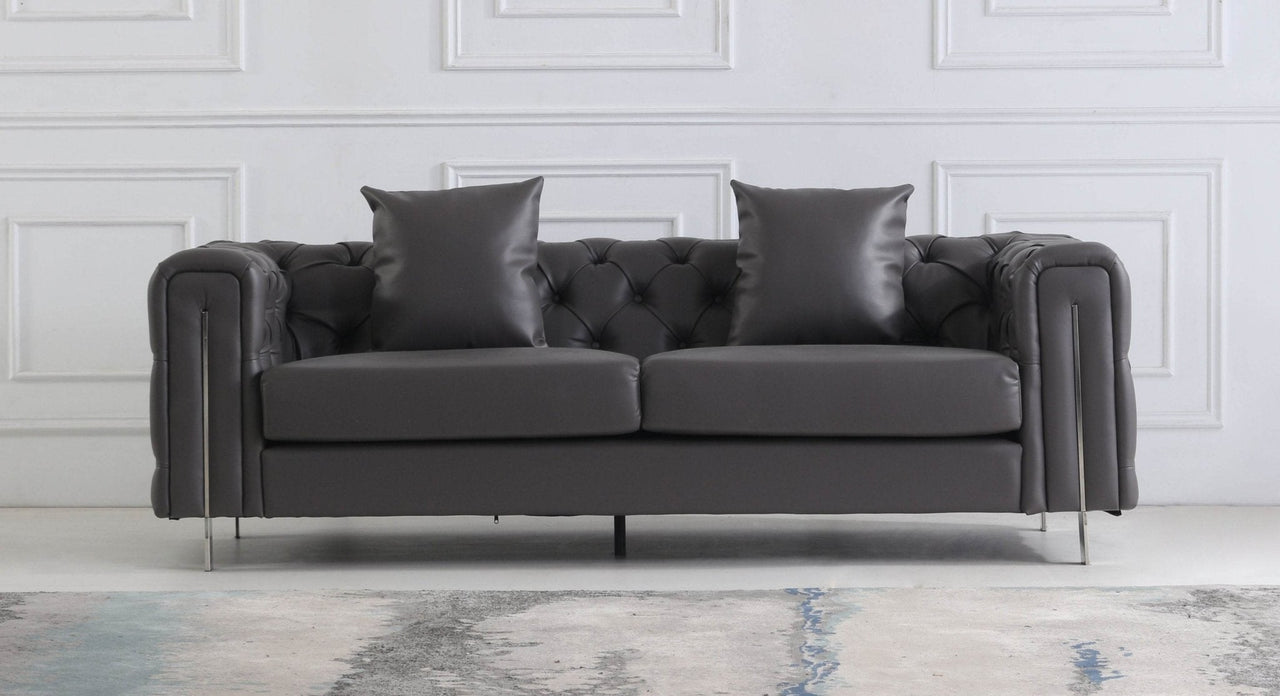 Luxury Dark Grey Chesterfield Sofa Set with Gold Legs - Modern Elegance for Sophisticated Living - UK Luxury Furniture