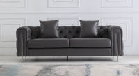 Luxury Dark Grey Chesterfield Sofa Set with Gold Legs - Modern Elegance for Sophisticated Living - UK Luxury Furniture