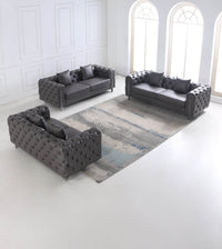 Luxury Dark Grey Chesterfield Sofa Set with Gold Legs - Modern Elegance for Sophisticated Living - UK Luxury Furniture