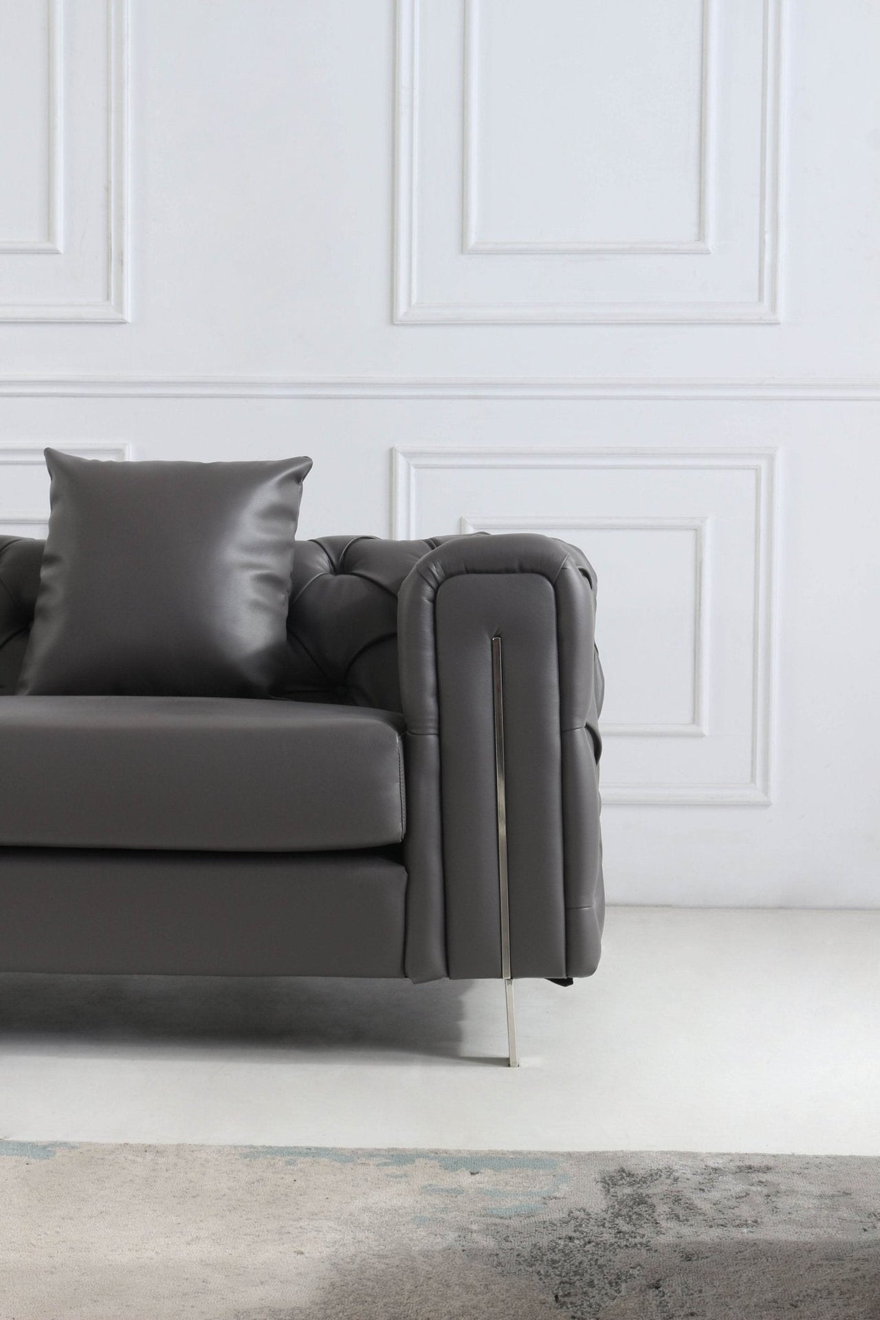 Luxury Dark Grey Chesterfield Sofa Set with Gold Legs - Modern Elegance for Sophisticated Living - UK Luxury Furniture