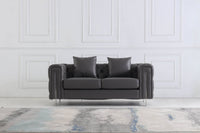 Luxury Dark Grey Chesterfield Sofa Set with Gold Legs - Modern Elegance for Sophisticated Living - UK Luxury Furniture