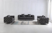 Luxury Dark Grey Chesterfield Sofa Set with Gold Legs - Modern Elegance for Sophisticated Living - UK Luxury Furniture