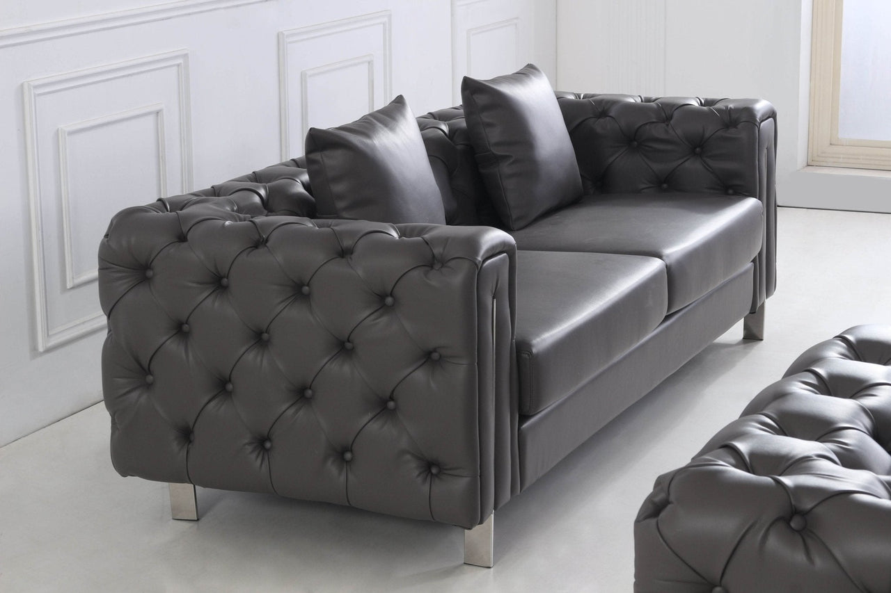 Luxury Dark Grey Chesterfield Sofa Set with Gold Legs - Modern Elegance for Sophisticated Living - UK Luxury Furniture