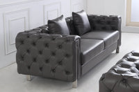 Luxury Dark Grey Chesterfield Sofa Set with Gold Legs - Modern Elegance for Sophisticated Living - UK Luxury Furniture