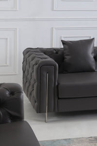 Luxury Dark Grey Chesterfield Sofa Set with Gold Legs - Modern Elegance for Sophisticated Living - UK Luxury Furniture